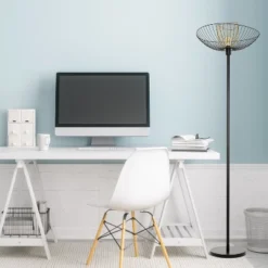 71" Demi Painted Metal 1-Light Floor Lamp With Black And Gold Painted Metal Shade - River Of Goods