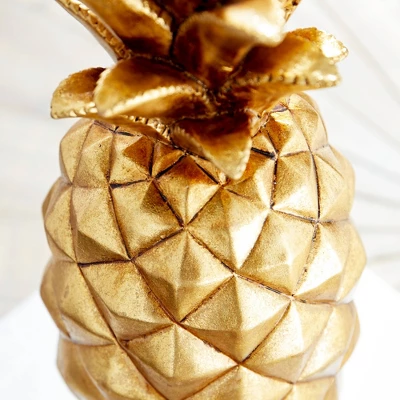 14" Decorative Polystone Pineapple Figurine Gold - Olivia & May - Image 2