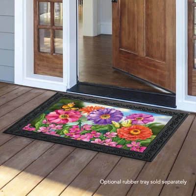 Zinnias In Bloom Spring Doormat Indoor Outdoor 30" X 18" Briarwood Lane - Image 2