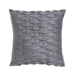 18"x18" Smocked Geo Square Throw Pillow Gray - VCNY Home