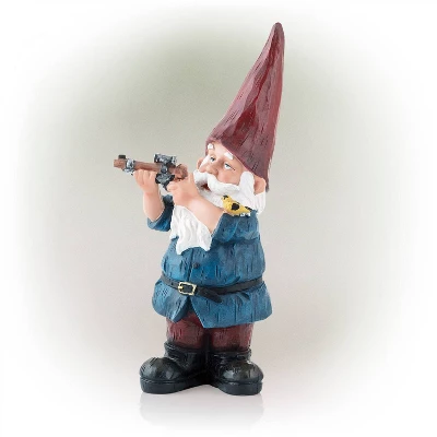 12" Hunting Shirt Magnesium Oxide Garden Gnome Statue Blue - Alpine Corporation - Image 2