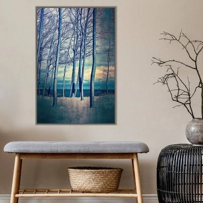 22" X 33" Winter Trees At Lake Michigan By Michelle Calkins Framed Canvas Wall Art Gray Wash - Amanti Art - Image 7