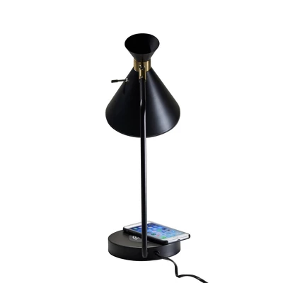 19" Wireless Charging Table Lamp Matte Black - Adesso