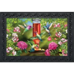 Hummingbird Feeder Spring Doormat Floral Indoor Outdoor 30" X 18" Briarwood Lane