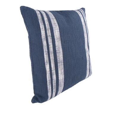 Carol & Frank 18" X 18" Morgan Deep Navy Woven Striped Throw Pillow - Image 2