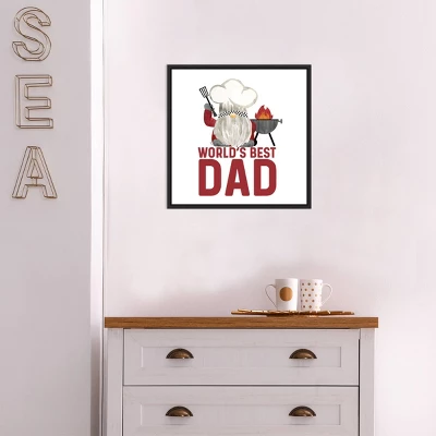 16" X 16" Father's Day Gnome Dad By Tara Reed Framed Canvas Wall Art Black - Amanti Art - Image 5