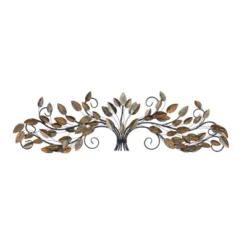 14" X 47" Metal Leaf Wall Decor Brown - Olivia & May