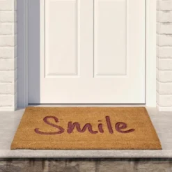 Northlight Natural Coir "Smile" Outdoor Rectangular Doormat 18" X 30"