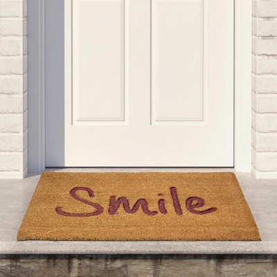 Northlight Natural Coir "Smile" Outdoor Rectangular Doormat 18" X 30"