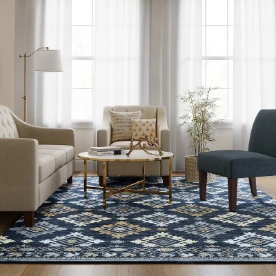7'x10' Jacquard Woven Area Rug Indigo - Threshold™ - Image 2