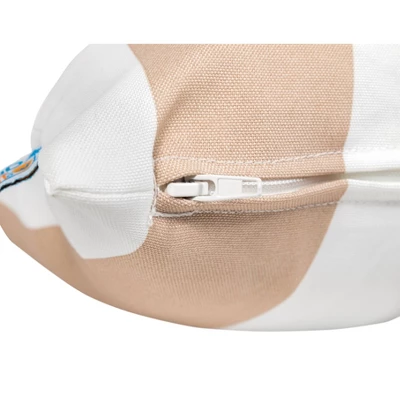 Set Of 2 Striped All-Weather Outdoor Throw Pillow Champagne/White - Blue Wave - Image 2