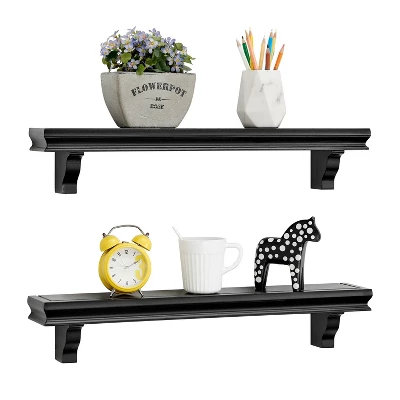 24" Set Of 2 Floating Wall Decor Display Ledge Shelves Black - Danya B. - Image 6