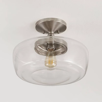 14" Marfa Glass/Iron Farmhouse Modern LED Flush Mount - JONATHAN Y - Image 4