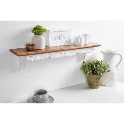 28" X 6" Abberly Wood Decorative Wall Shelf Rustic Brown - Kate & Laurel All Things Decor - Image 5