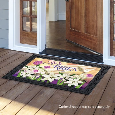 He Is Risen Lilies Easter Doormat Religious Indoor Outdoor 30" X 18" Briarwood Lane - Image 2