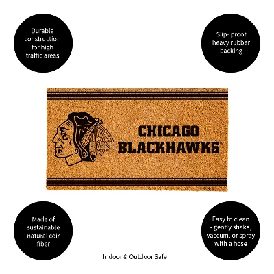 Evergreen Chicago Blackhawks Logo Turf Mat, Brown- 28 X 16 Inches Indoor Outdoor Doormat - Image 3
