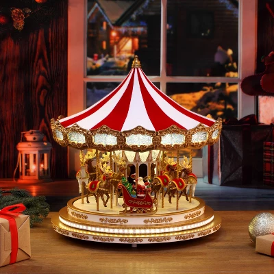 Mr. Christmas Santa And Reindeers Regal Carousel Animated Musical Christmas Decoration - 16" - Image 4
