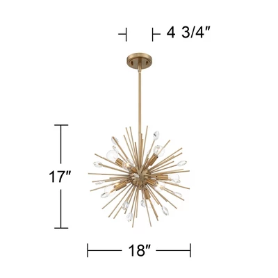 Possini Euro Design Janae Warm Gold Sputnik Chandelier 18" Wide Modern Crystal 9-Light Fixture For Dining Room House Foyer Kitchen Island Entryway - Image 6