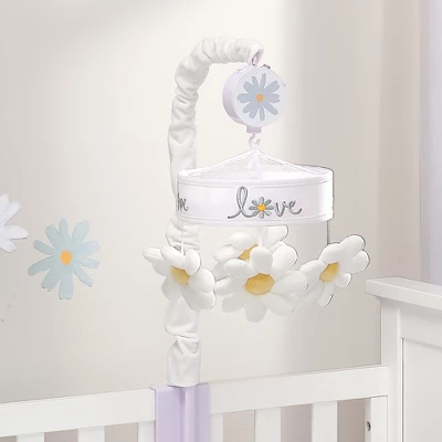 Lambs & Ivy Sweet Daisy White Floral Musical Baby Crib Mobile Soother Toy - Image 5