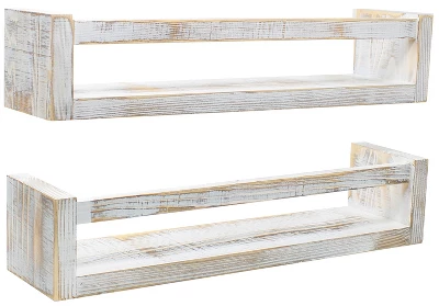 Sorbus Rustic Wooden Floating Shelves Set Of 2 Gray - Image 4