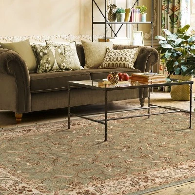 Traditional Floral Scroll Classic Vines Botanical Indoor Area Rug Or Runner By Blue Nile Mills - Image 3