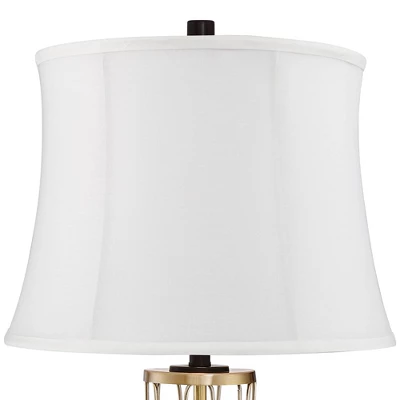 360 Lighting Nathan Modern Table Lamps 25 1/2" High Set Of 2 Gold Metal With USB Charging Ports White Drum Shade For Bedroom Living Room Home Desk - Image 4