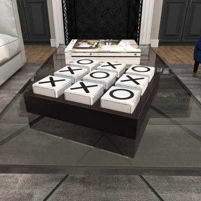 14" Contemporary Wooden Tic Tac Toe Sculpture Black - Olivia & May - Image 19