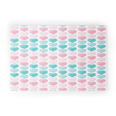 Avenie Pink And Blue Hearts Welcome Mat - Society6 - Image 2