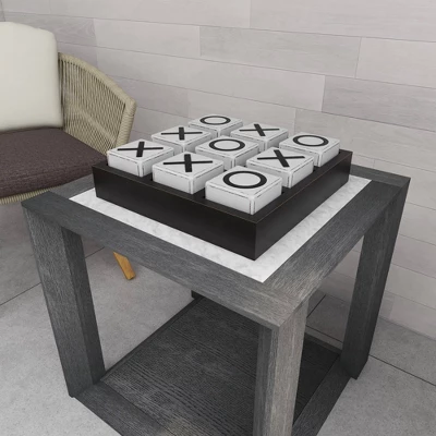 14" Contemporary Wooden Tic Tac Toe Sculpture Black - Olivia & May - Image 10