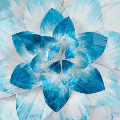Set Of 3 Metal Floral 3D Wall Decors Blue - The Novogratz - Image 5