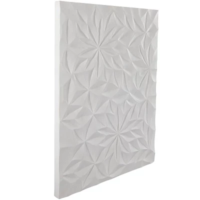 32" X 24" Wood Geometric Carved Wall Decor White - CosmoLiving By Cosmopolitan - Image 3