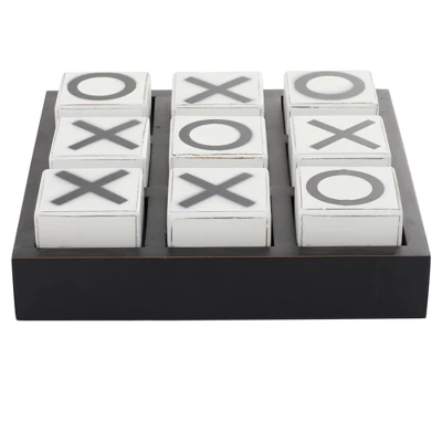 14" Contemporary Wooden Tic Tac Toe Sculpture Black - Olivia & May - Image 9