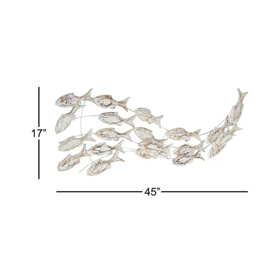 45" X 17" Coastal Wood Fish Wall Decor White - Olivia & May - Image 2