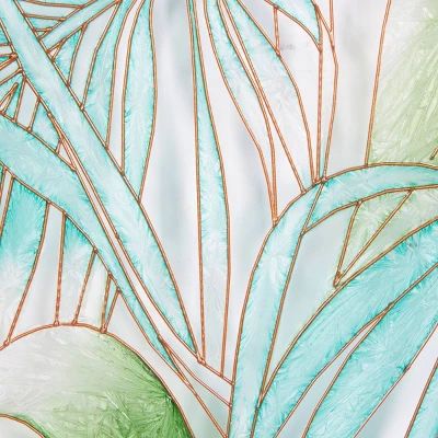 Set Of 3 Glass Leaf Tropical Wall Decors With Gold Frame Green - CosmoLiving By Cosmopolitan - Image 5