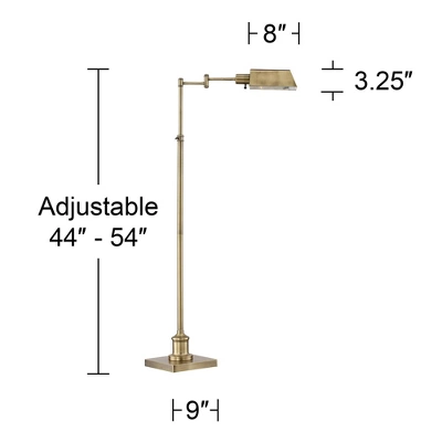 Regency Hill Jenson Traditional Pharmacy Floor Lamp 54" Tall Aged Brass Adjustable Swing Arm Metal Shade For Living Room Reading Bedroom Office - Image 5