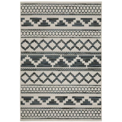 Trinity Geometric Patio Area Rug Beige/Blue - Captiv8e Designs - Image 11