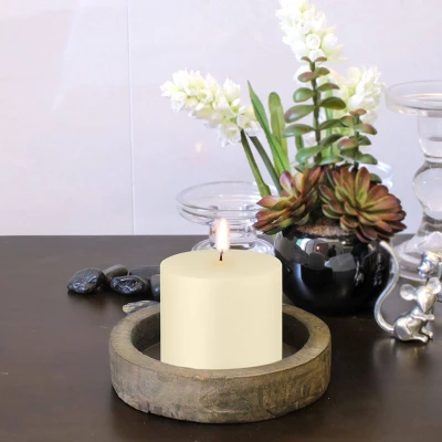 6pk Unscented Flat Top Smooth Pillar Candles Ivory - Stonebriar Collection - Image 4