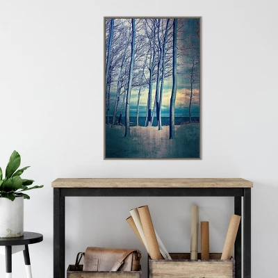 22" X 33" Winter Trees At Lake Michigan By Michelle Calkins Framed Canvas Wall Art Gray Wash - Amanti Art - Image 4