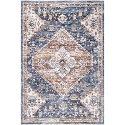 NuLOOM Addison Transitional Faded Medallion Fringe Area Rug - Image 11