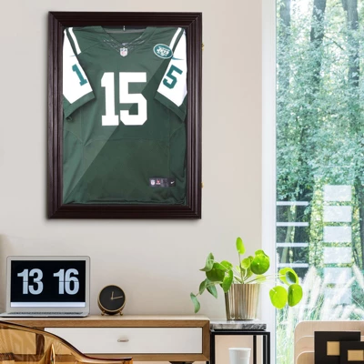 HOMCOM 35β X 26β UV-Resistant Sports Jersey Frame Display Case - Cherry Brown