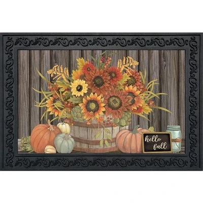 Hello Fall Floral Primitive Doormat Autumn Indoor Outdoor 30" X 18" Briarwood Lane