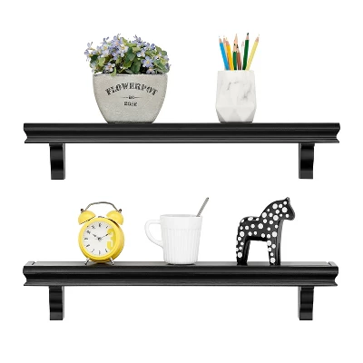 24" Set Of 2 Floating Wall Decor Display Ledge Shelves Black - Danya B. - Image 5