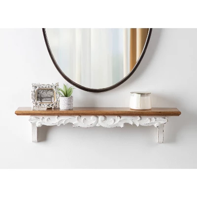 28" X 6" Abberly Wood Decorative Wall Shelf Rustic Brown - Kate & Laurel All Things Decor - Image 8