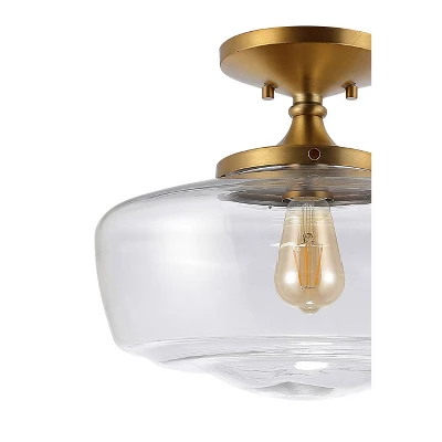 14" Marfa Glass/Iron Farmhouse Modern LED Flush Mount - JONATHAN Y - Image 2