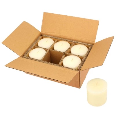 6pk Unscented Flat Top Smooth Pillar Candles Ivory - Stonebriar Collection - Image 5