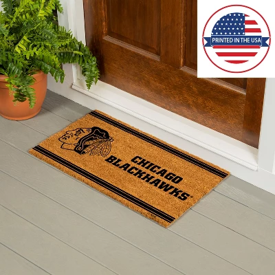 Evergreen Chicago Blackhawks Logo Turf Mat, Brown- 28 X 16 Inches Indoor Outdoor Doormat - Image 5