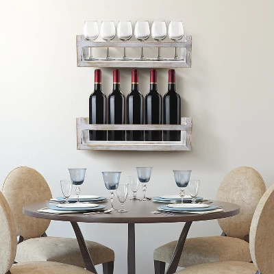 Sorbus Rustic Wooden Floating Shelves Set Of 2 Gray - Image 3