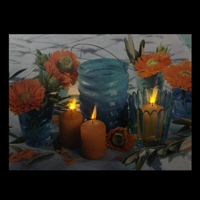 Northlight 15.75" LED Flickering Candles And Flowers Glass Candles Canvas Wall Art