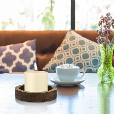 6pk Unscented Flat Top Smooth Pillar Candles Ivory - Stonebriar Collection - Image 3