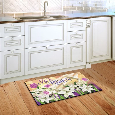He Is Risen Lilies Easter Doormat Religious Indoor Outdoor 30" X 18" Briarwood Lane - Image 3